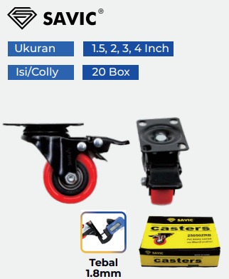 RODA GEPENG + REM MERAH 2" "CASTERS/KOREI" SET